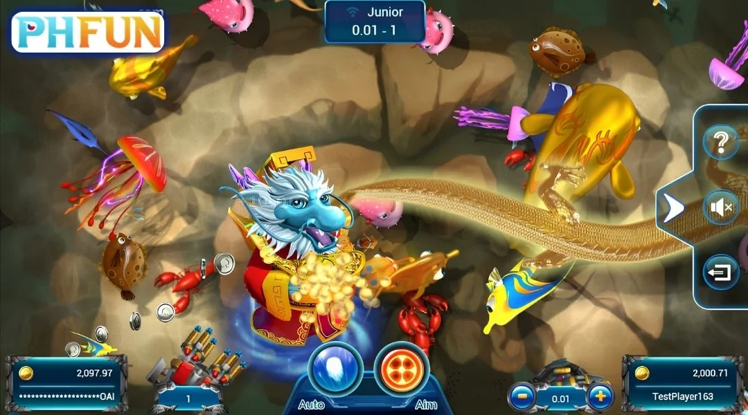 Unique features in the PHFUN fish shooting game